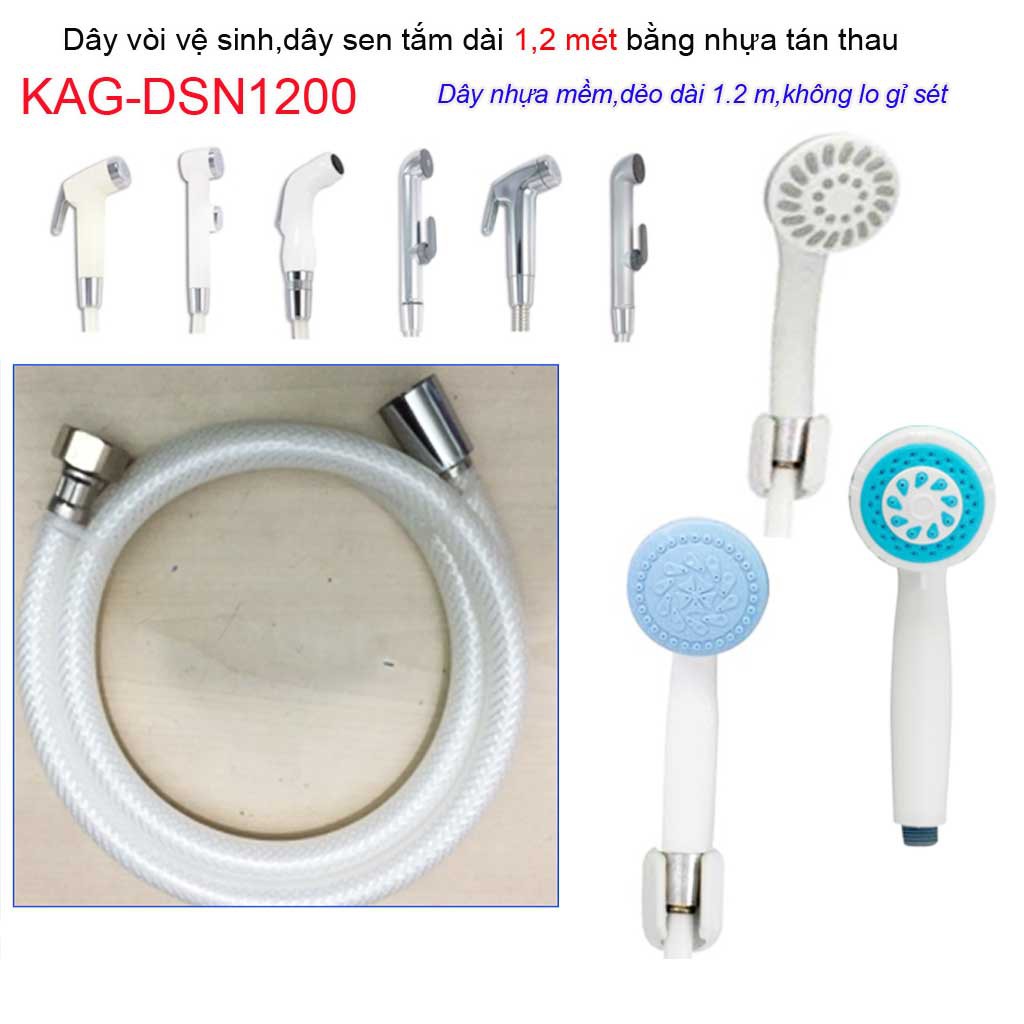 Dây sen nhựa cao cấp 1.2m-1.5m-2m, dây vòi tắm hoa sen, vòi xịt bằng KAG-DSN