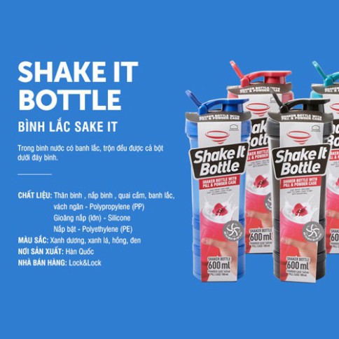 Bình lắc SHAKE IT Lock&Lock, 600ml Màu đen HAP945