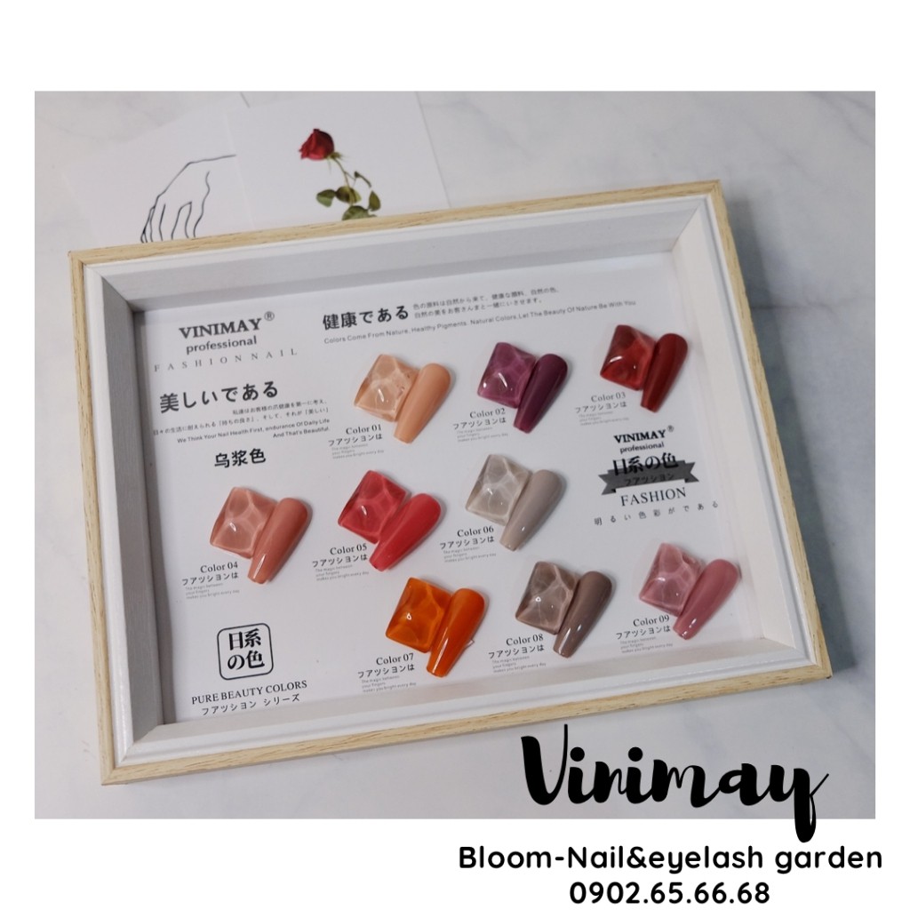 Sơn móng tay VINIMAY set 9 màu tặng kèm bảng màu BLOOM