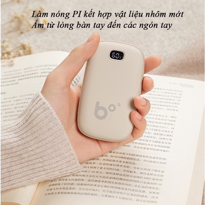 Máy sưởi ấm mini cầm tay đáng yêu Jisulife NS02 - Sử dụng 4-8h kiêm sạc dự phòng - 5400mAh - chính hãng