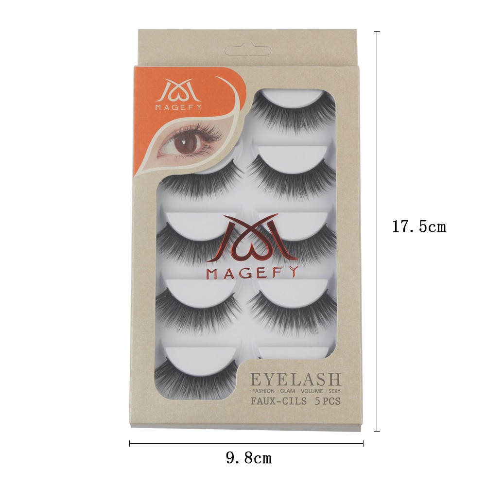 5 cặpLông mi giả 3D cao cấp mi mềmnhẹ/MAGEFY lông mi mềm sợi tơi, Lông mi giả tổng hợp，3D 5PCS Fashion Eyelashes Faux-Cils
