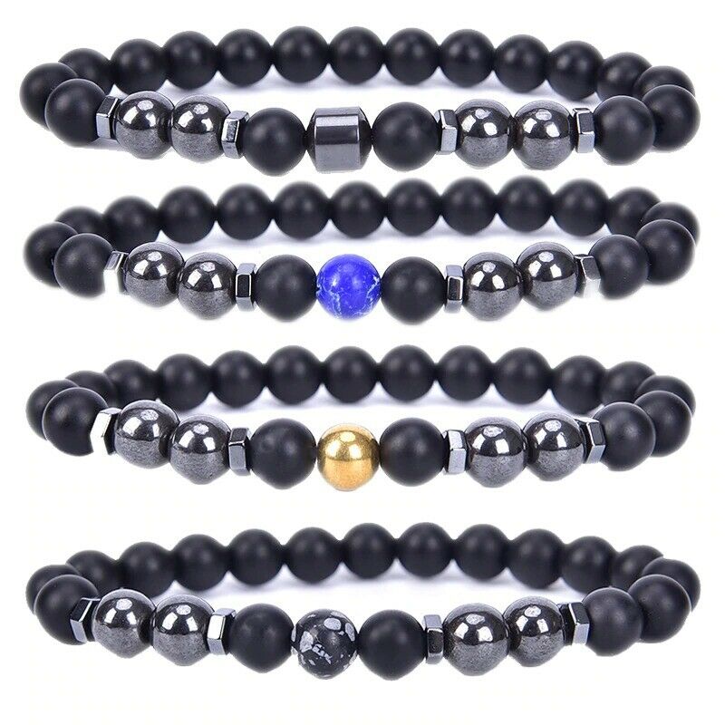 Vòng đeo tay xâu hạt đá Onyx màu đen thời trang
