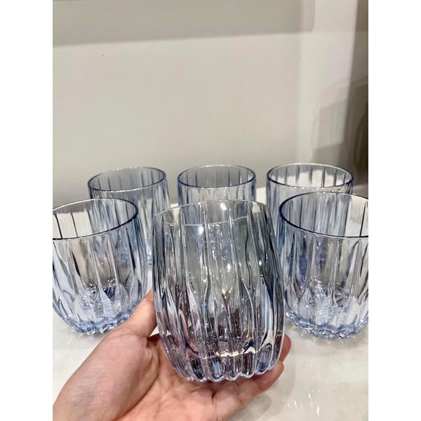 Cốc thủy tinh cao cấp, bộ 6 cốc thủy tinh mầu 300ml