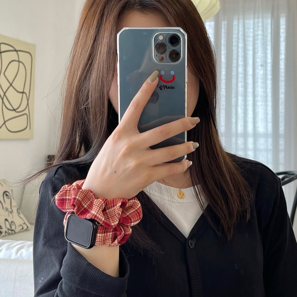 Dây Buộc Tóc 5 Màu + Dây Đeo Kim Loại Thời Trang Cho Apple Iwatch 6 5 Se 4 3 2 38mm 40mm 42mm 44mm