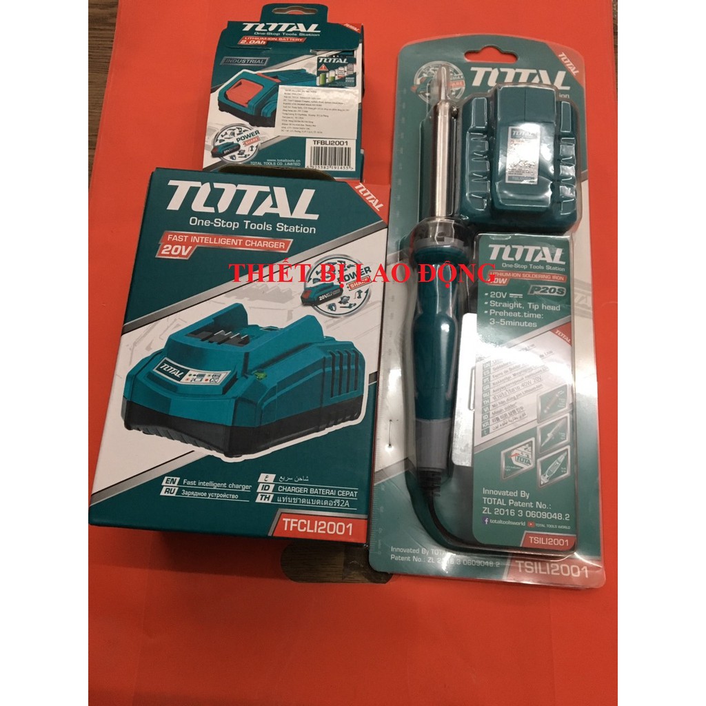 Mỏ hàn chì dùng pin Lithium 20V TOTAL TSILI2001 GỒM 1 PIN,1 SẠC