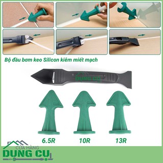 Bộ đầu bơm keo silicone kiêm miết mạch kèm dụng cụ làm sạch