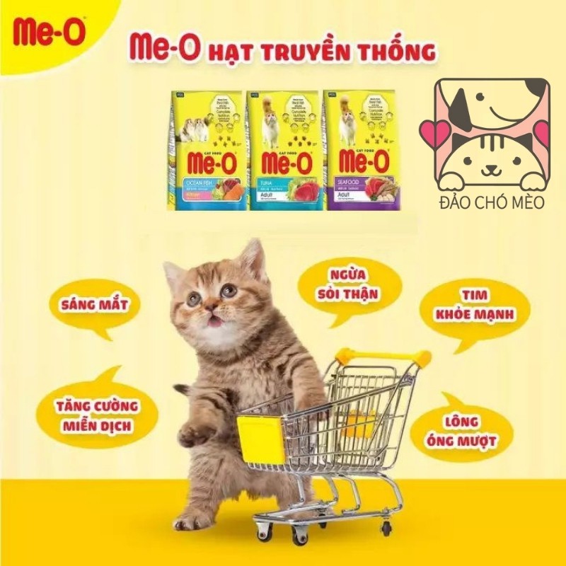 [Mã PET50 giảm 10% - tối đa 50K đơn 250K] Thức ăn cho mèo dạng hạt khô MeO 3 vị Mèo Me-O 350gr, Date mới - Đảo Chó Mèo