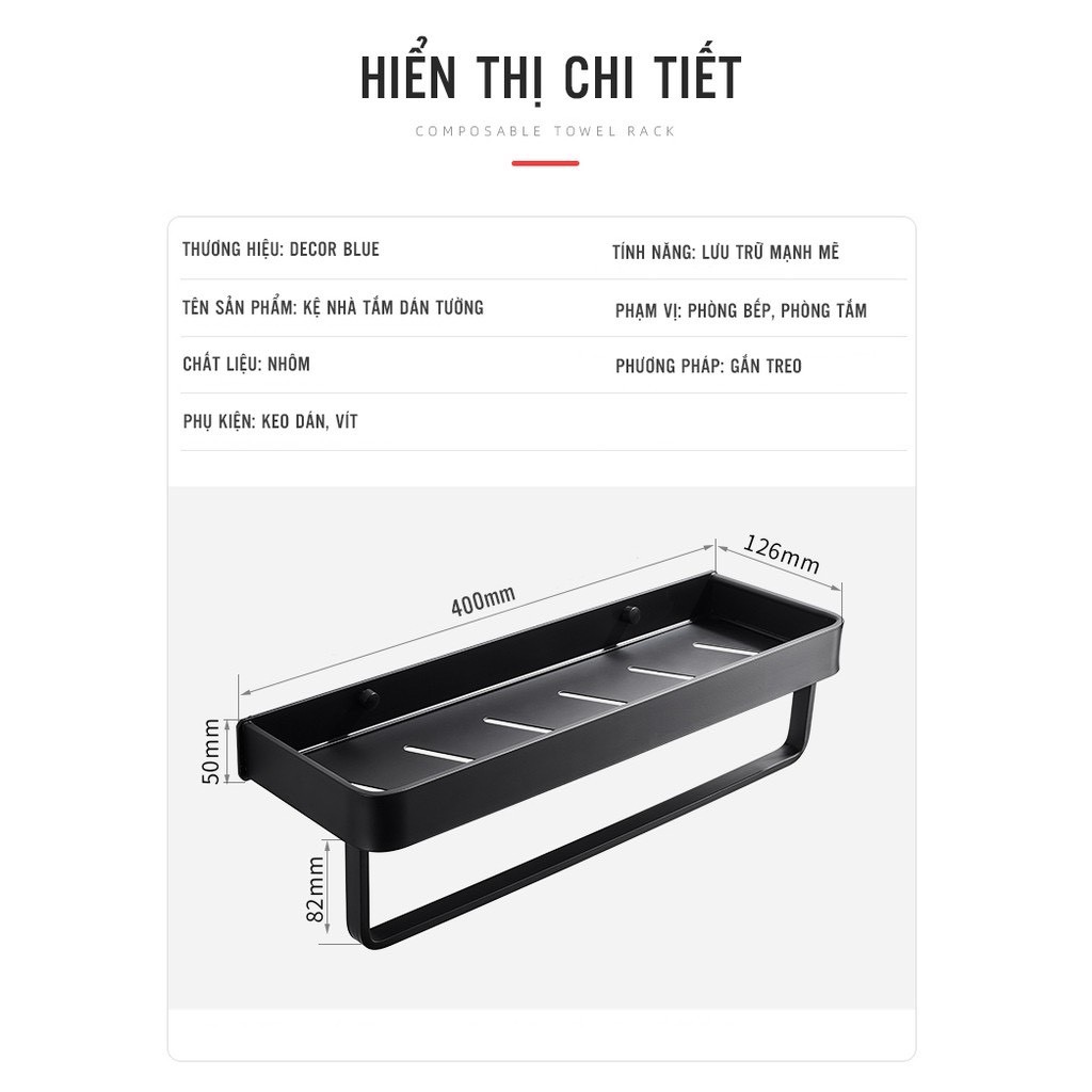 Kệ Nhà Tắm Cao Cấp Phong Cách Bắc Âu, Dán Tường Tiện Dụng