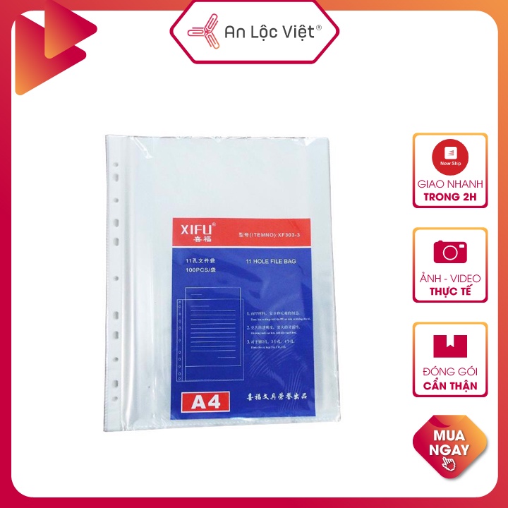 Xấp 100 cái Túi Sơ Mi Lỗ A4 dày 300gr và 400gr cực kỳ tiện dụng cho việc lưu trữ - luân chuyển chứng từ