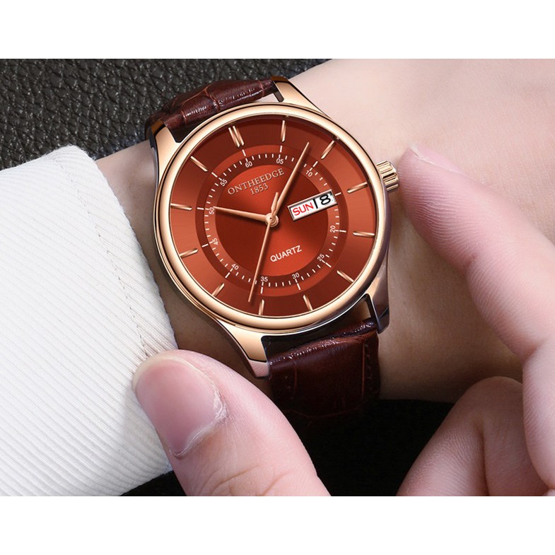 Đồng hồ nam Ontheedge dây da RZY029 fullbox (kèm 2 pin) | BigBuy360 - bigbuy360.vn