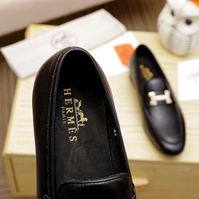 Giày tây lười da thật cao cấp cho nam chữ H logo thương hiệu Hermes HM có 3 mẫu