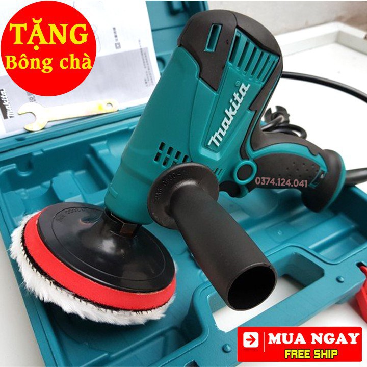 Máy đánh bóng ô tô Makita GV6010 - KÈM Bông chà nhám | may danh bong oto, xe may mini, cầm tay mới