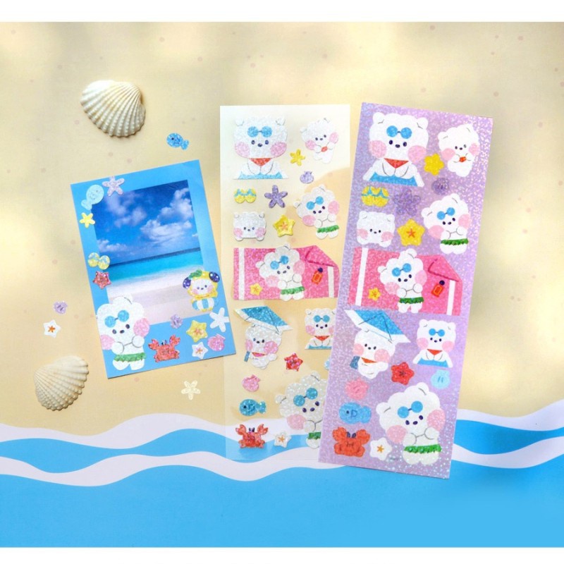 Miếng Dán Trong Suốt In Họa Tiết BT21 Trang Trí Điện Thoại / Nhật Ký
