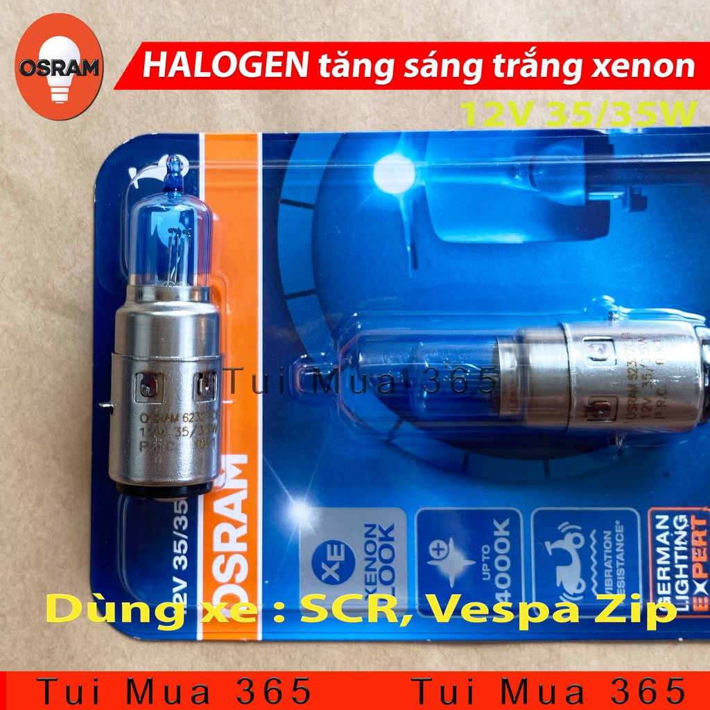 Bóng đèn tăng sáng trắng Xenon HALOGEN OSRAM SCR, Vespa Zip - 100% Hàng chính hãng