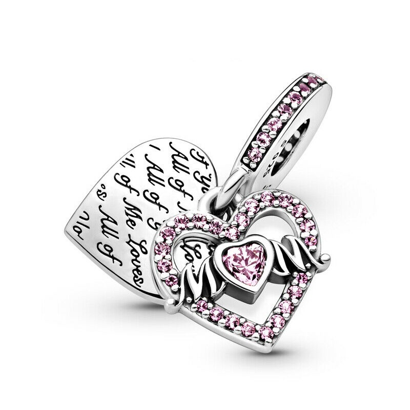 Mum & Timeless Mặt Dây Chuyền Hình Trái Tim Trong Suốt Lấp Lánh DIY Mạ Bạc S925