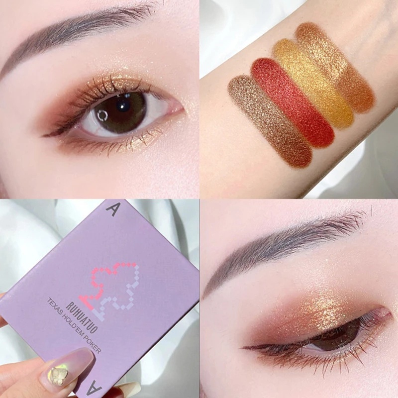 [Hàng mới về] Bảng Phấn Trang Điểm Mắt 4 Màu Ánh Nhũ Bắt Sáng Lâu Trôi