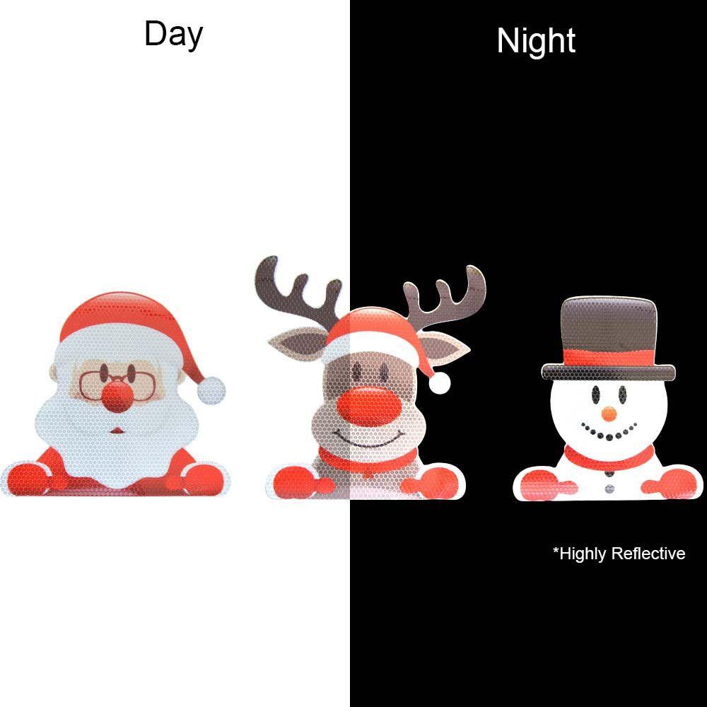 Đề Can Phản Quang Hình Bóng Đèn Ông Già Noel Nhiều Màu Trang Trí Xe Hơi