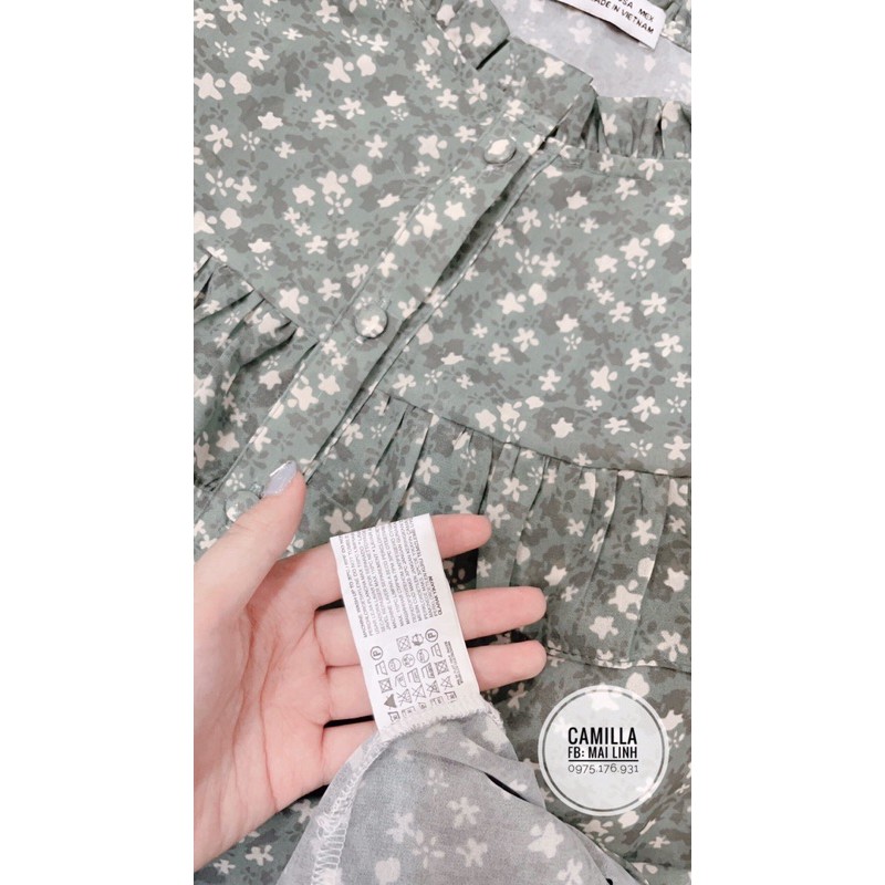 [Mã WASTUP giảm 10% tối đa 30K đơn 99K] ⚡️VOAN TƠ⚡️Áo sơ mi bèo voan tơ màu xanh hoa nhí | BigBuy360 - bigbuy360.vn