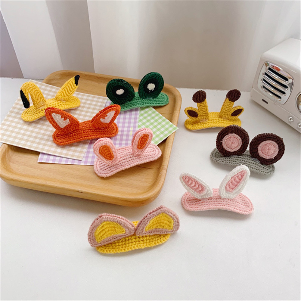 Kẹp tóc chất liệu vải len phong cách hoạt hình dễ thương