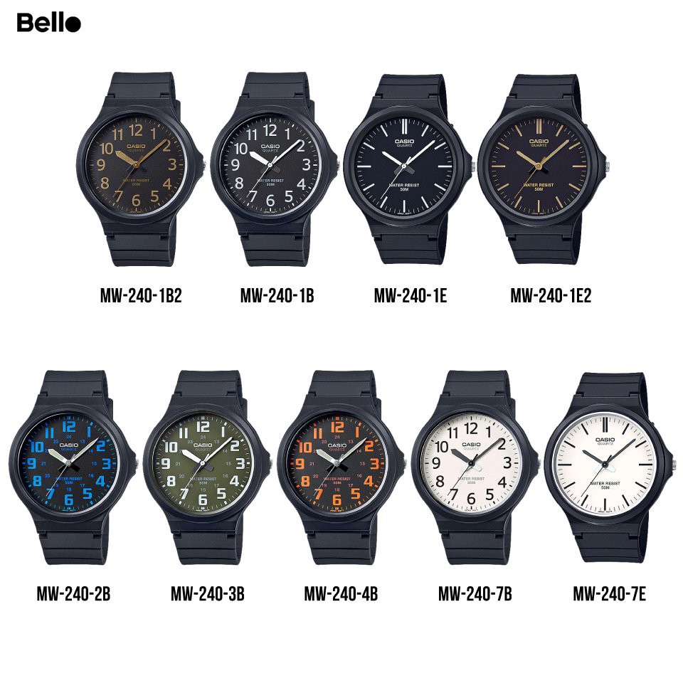Đồng hồ dây nhựa Casio Nam MW-240 chính hãng bảo hành 1 năm Pin trọn đời