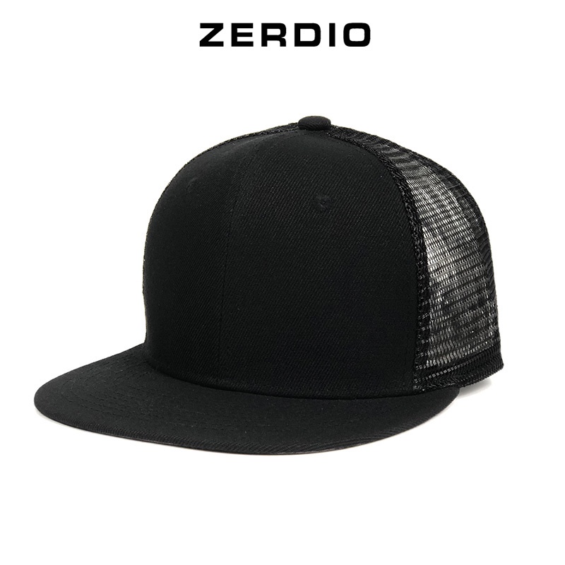 Nón hiphop nam nữ, mũ snapback phối lưới đen trơn cao cấp SN90