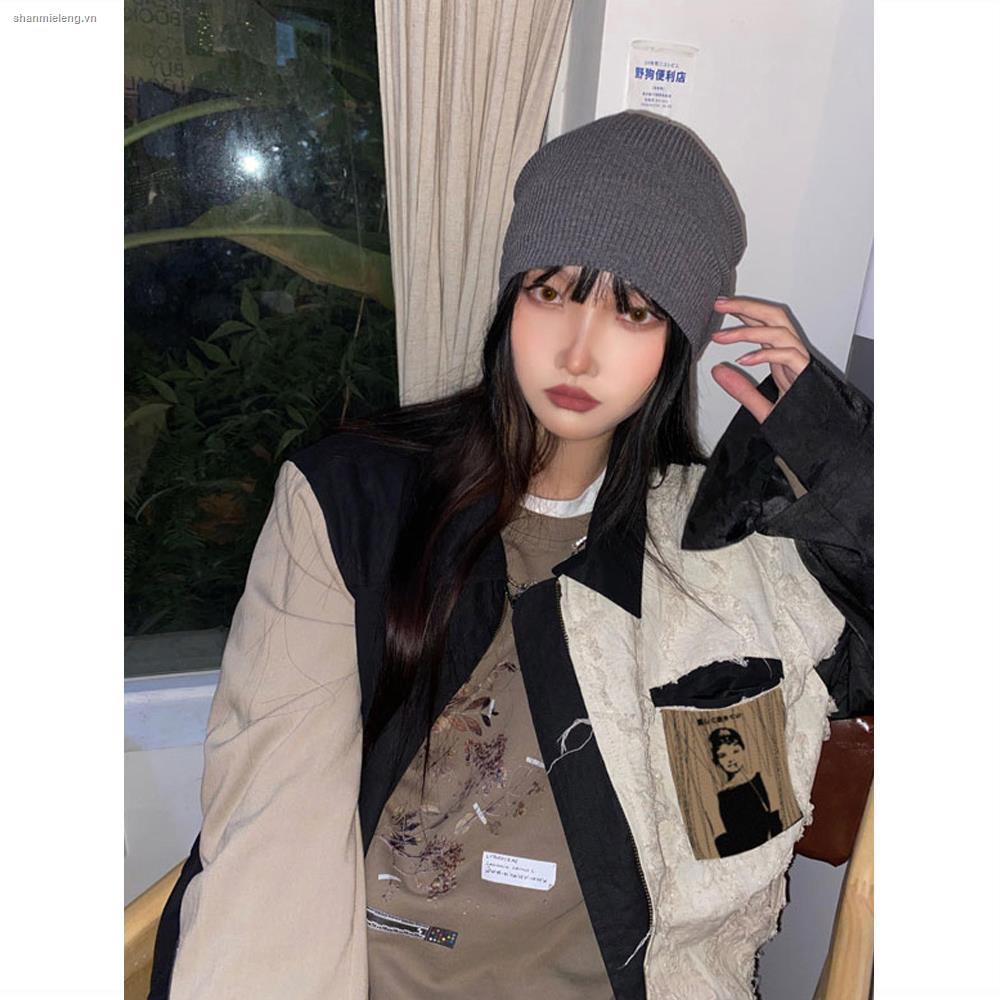 ┅Korean version of the national tide patch splicing jacket jacket female students autumn new lapel all-match baseball uniform overalls
