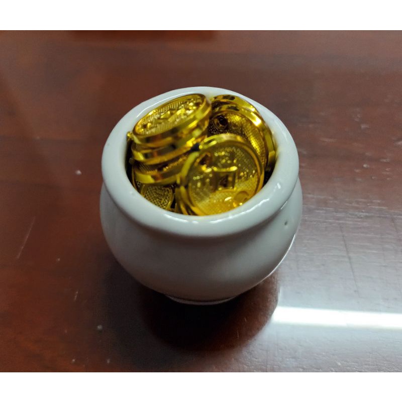 Set 3 hủ gạo, đồng xu, thỏi vàng pha lê kích hoạt cung tài lộc may mắn