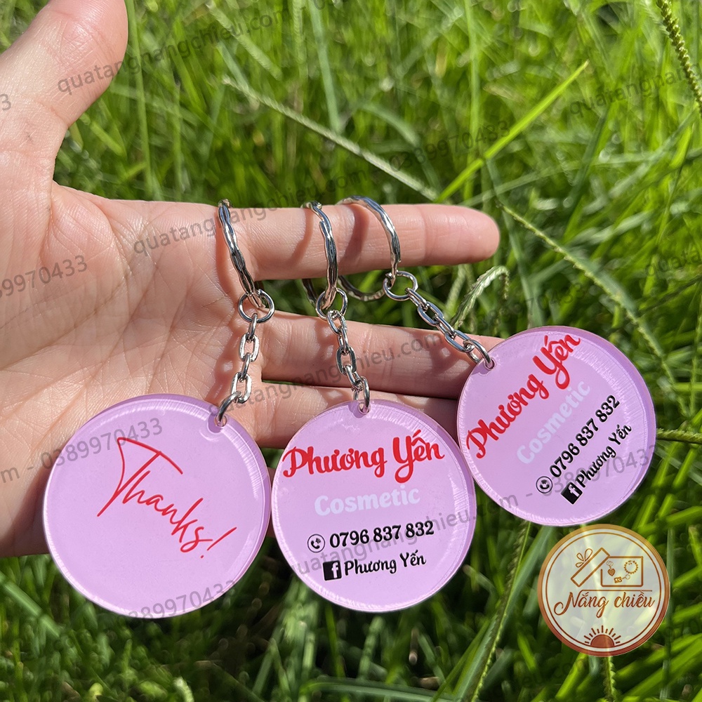 Móc khóa hình tròn, in và thiết kế theo yêu cầu, Quảng cáo thương hiệu shop