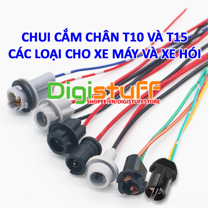 Set 2 ổ cắm / đuôi đèn chân T10 / T15 thay chân cắm cho đèn xi nhan demi