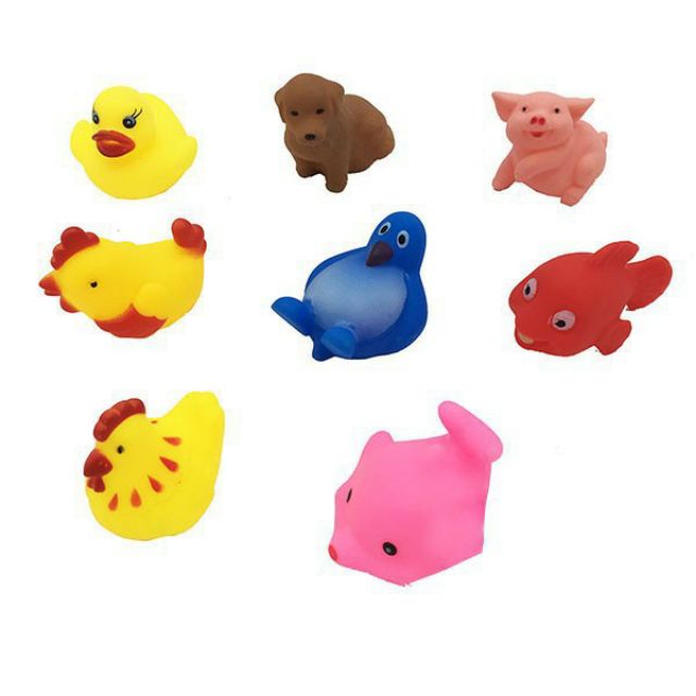 Túi đồ chơi các loại thú chít 8 con túi lưới bóp kêu Bíp bíp