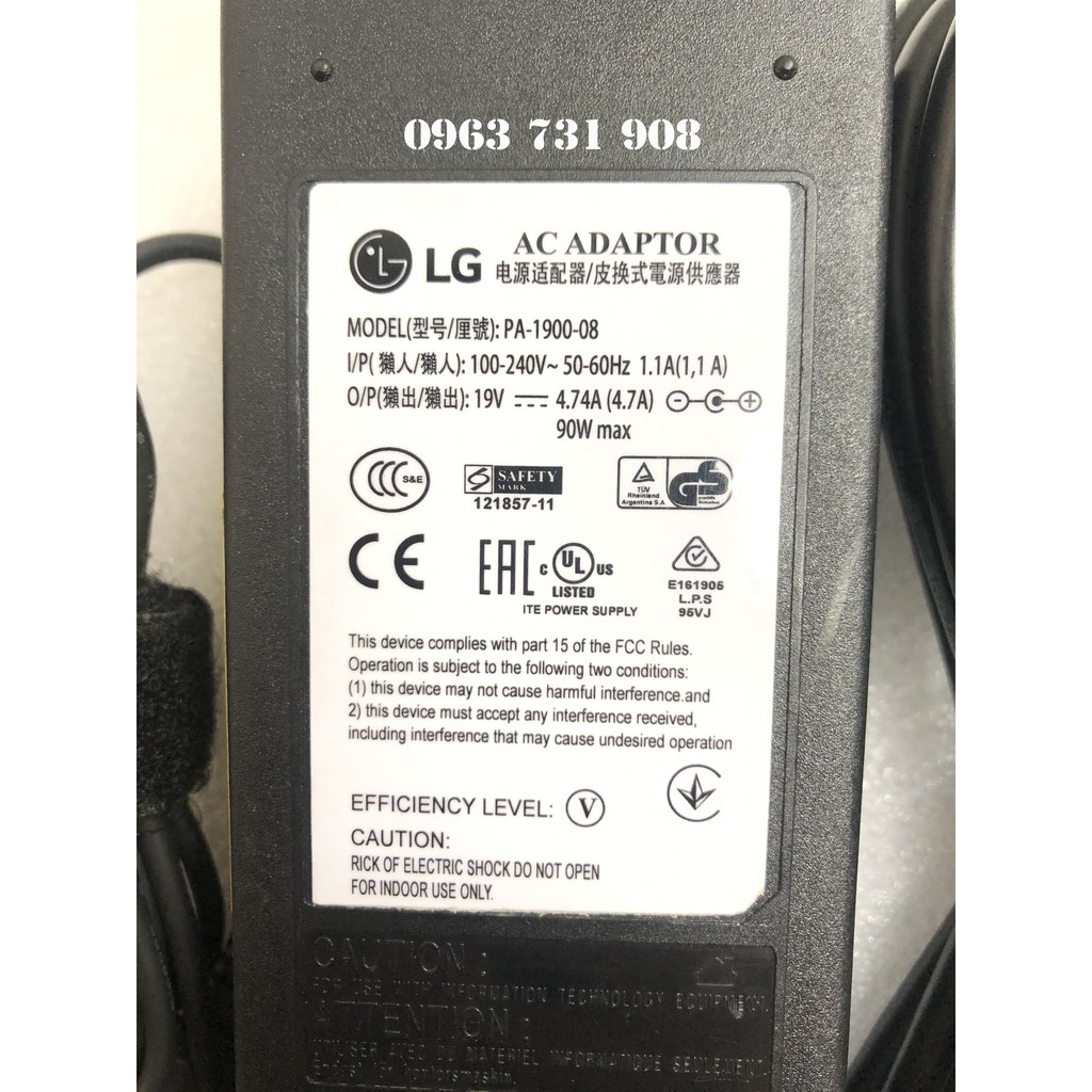 Sạc laptop LG 19V 4.74A chính hãng