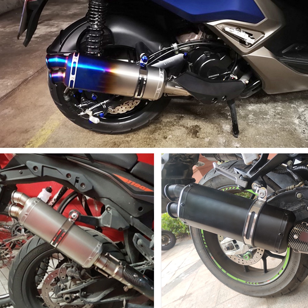 Đa Năng Xe Máy Yoshimura Ống Xả Đôi Ổ Cắm Thoát Đầu Ống Hãm Thanh Cho ER6N Z900 Sửa Đổi Công Tước Nhét 2 Lỗ S9