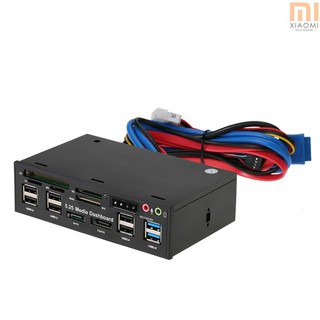【shine】Multi-Function USB 3.0 Hub eSATA SATA Port Internal Card Reader PC Dashboard Media Front Panel Audio for SD MS CF TF M2 MMC Memory Cards Fits 5.25" Bay
