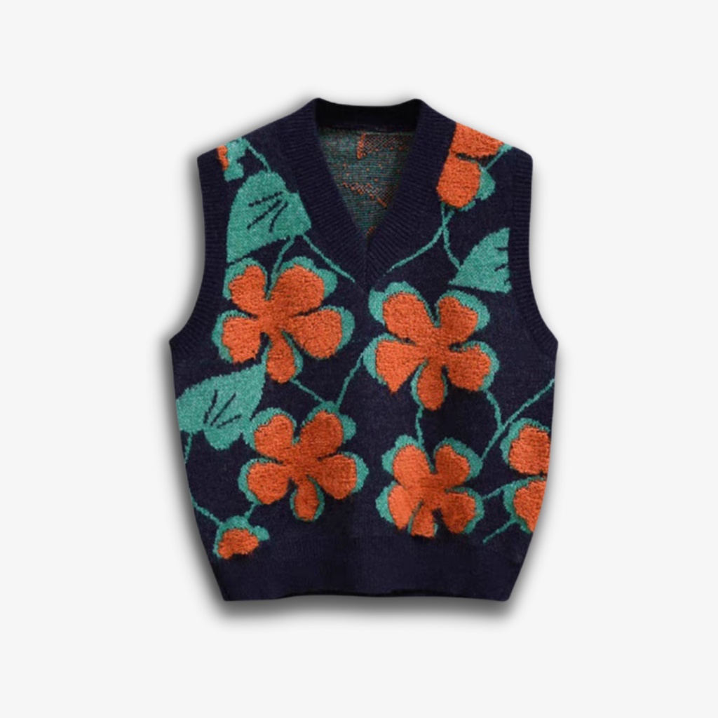 Áo Gile len nữ cổ v họa tiết hoa cam phong cách thời trang Unisex Hàn Quốc LADY SHOP M19HD | BigBuy360 - bigbuy360.vn