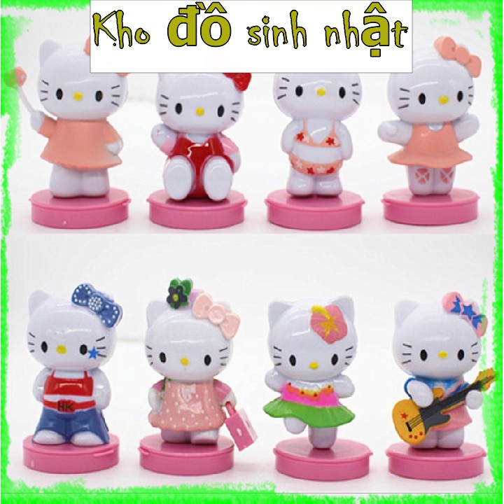 [♥TặngQuà♥] Bộ 8 mô hình mèo Hello kitty - Trang trí bánh kem, trang trí bánh Gato