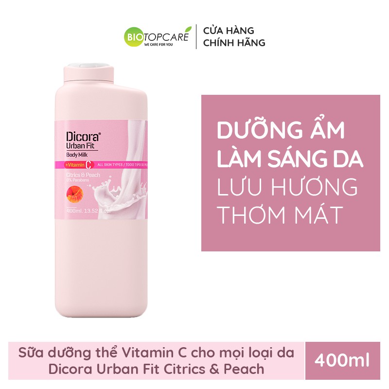 Sữa dưỡng thể Dicora Urban Fit Citrics & Peach Vitamin C 400ml - BioTopcare Official | BigBuy360 - bigbuy360.vn