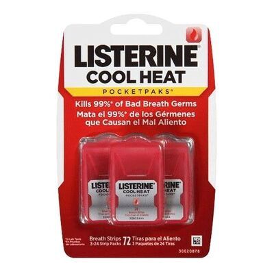 COMBO Nước súc miệng Listerine Healthy Bright 750ml -Miếng ngậm Listerine 1 vỉ 3 hộp