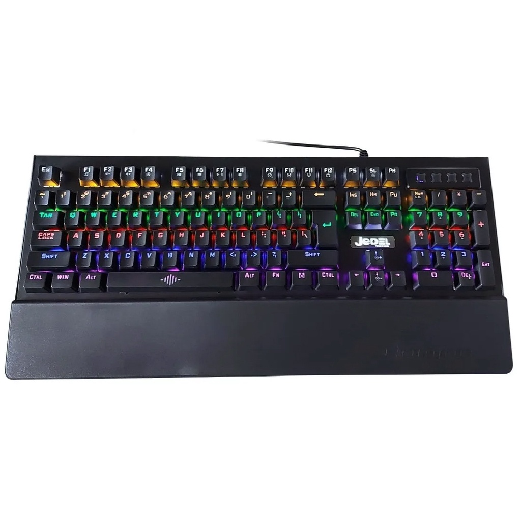 Bàn phím cơ blue switch JEDEL KL-90 led rainbow 8 chế độ - kèm đế kê tay  Nhất Tín Computer