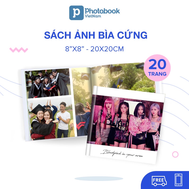 [Toàn Quốc] [E-voucher] In sách ảnh theo yêu cầu bìa cứng 20 trang 8” x 8” (20 x 20cm) - Thiết kế trên app Photobook