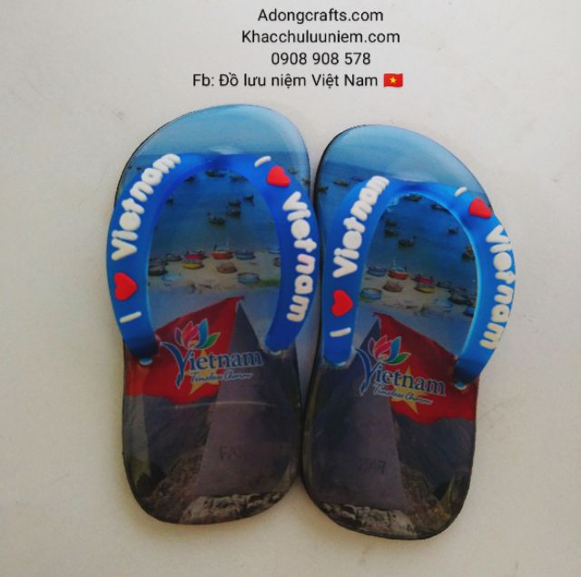 Magnet hít dính tủ lạnh cặp 2 chiếc dép lào lưu niệm hình ảnh Việt Nam Hình Ảnh Việt Nam - Quà Tặng - Quà Lưu Niệm Việt