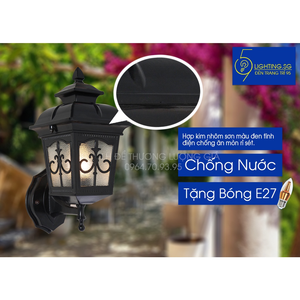 Đèn ngoài trời: Mẫu đèn trang trí SÂN VƯỜN 0106/6" VÁCH gắn tường ban công vách ngoại thất.