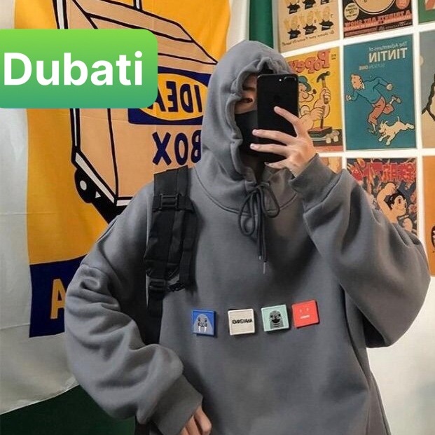 ÁO KHOÁC NỈ HOODIE NAM NỮ HỌA TIẾT HOẠC HÌNH STICKER LOGO PATCH NHẬT BẢN FROM RỘNG- DUBATI FASHION