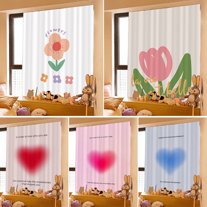 Rèm Cửa Sổ Khóa Dán Họa Tiết Hoa Tulip Phong Cách Bắc Âu