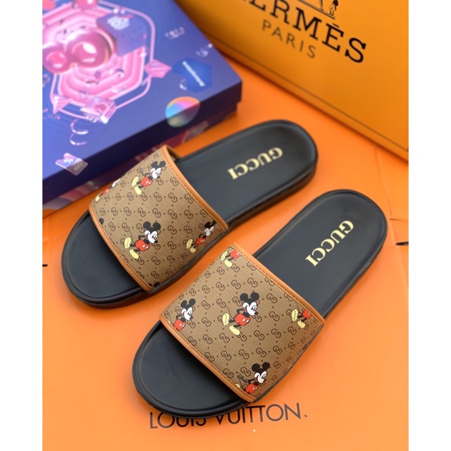 (2 màu) dép nam quai mickey đế cao su (free ship)