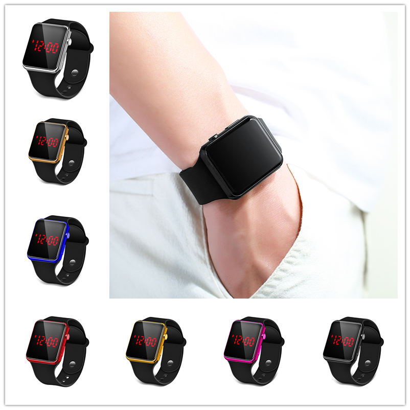 Fashion Leisure Electronic Watch, Led Electroplating Square Outdoor Sports Student Watch