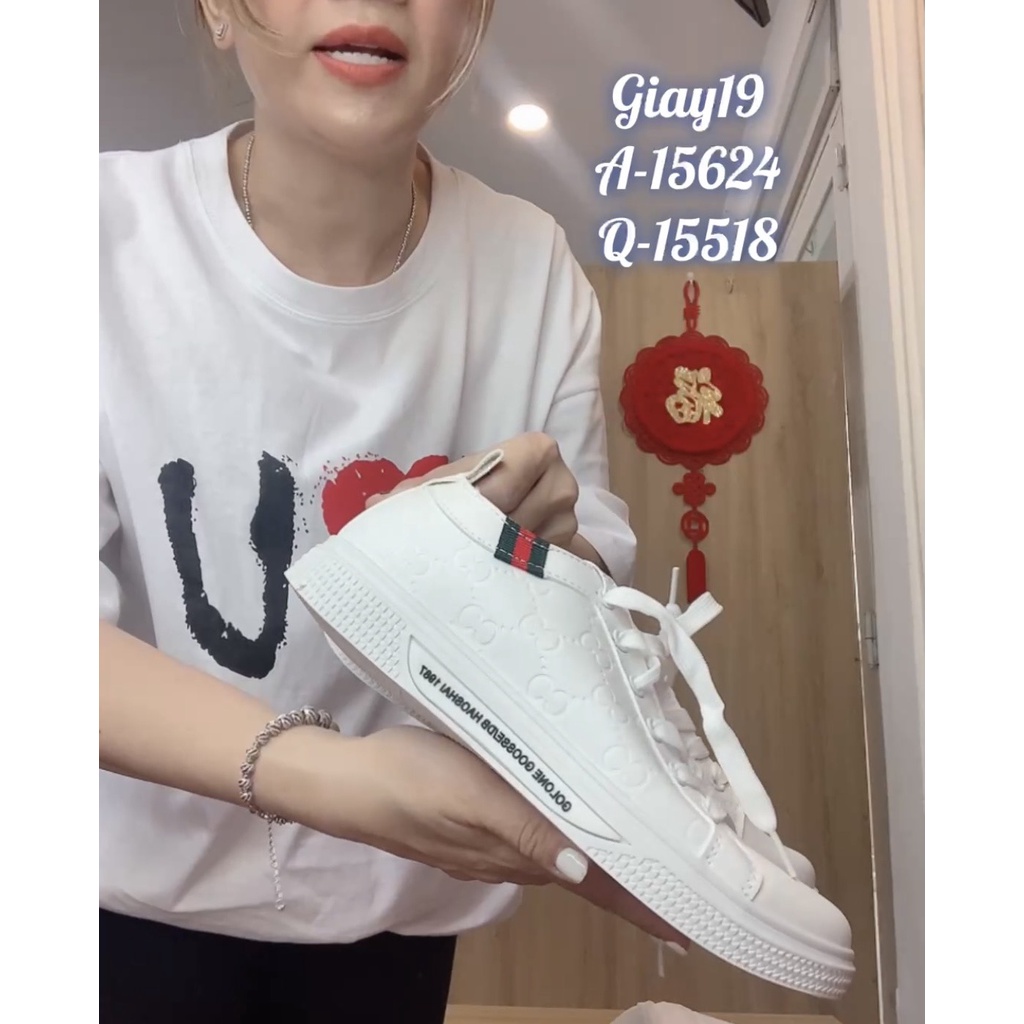 Giày in G.G trắng BIGSIZE - Giay19 Giay18 Giay