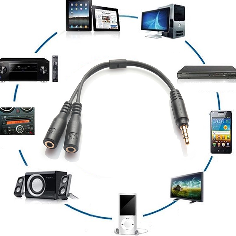 Dây Cáp Chữ Y Nối Cổng Đực Với Cổng Cái 3.5mm AUX Cho PC MP3 Laptop