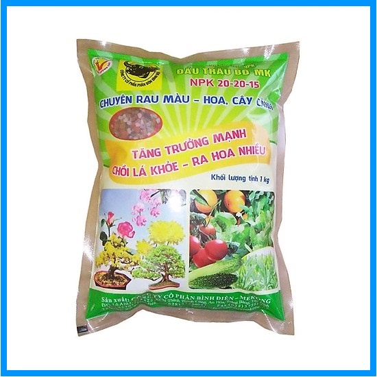 Phân Bón Đầu Trâu NPK 20-20-15 Chuyên Cho Hoa, Cây Cảnh Giúp Cây Ra Hoa, Hoa Đẹp, Lâu Tàn
