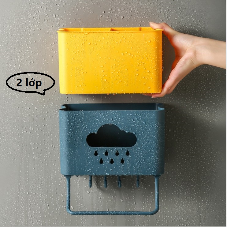 Ống đũa dán tường 2 lớp, ống đựng đũa nhiều màu sang trọng tiện lợi DEXI