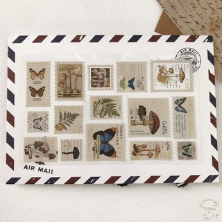 Set 2 sticker tem art tranh vintage, butterfly phong cách cổ diển